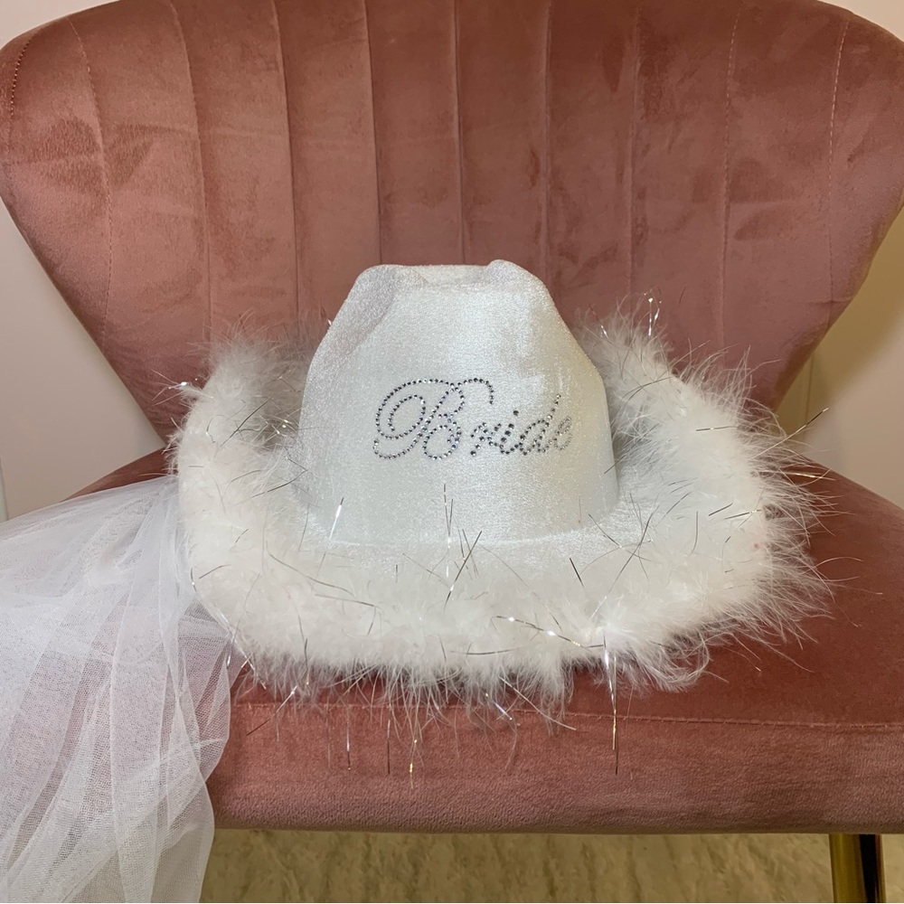 White Bride Cowgirl Hat with Vail